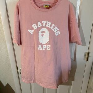 Bape Pink and White Men's Shirt